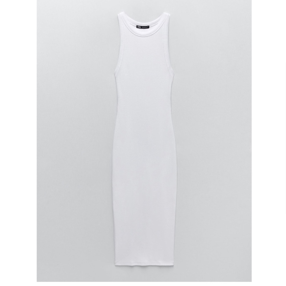 Zara white ribbed midi dress